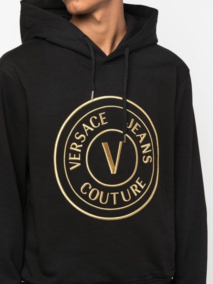 Versace Jeans Chic Black Hooded Sweatshirt Versace Jeans