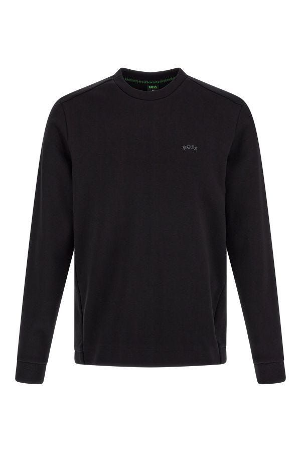 Hugo Boss Elegant Black Cotton Round Neck Sweatshirt Hugo Boss