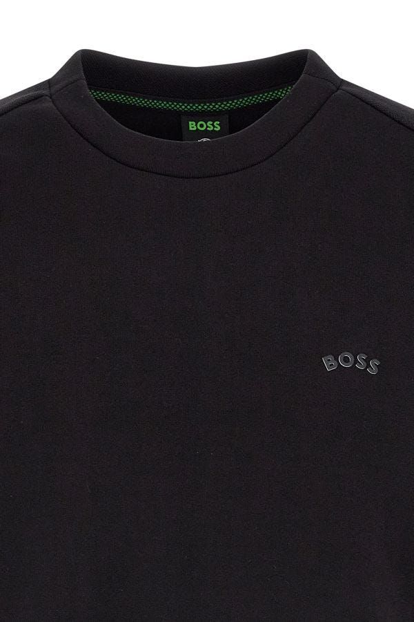 Hugo Boss Elegant Black Cotton Round Neck Sweatshirt Hugo Boss