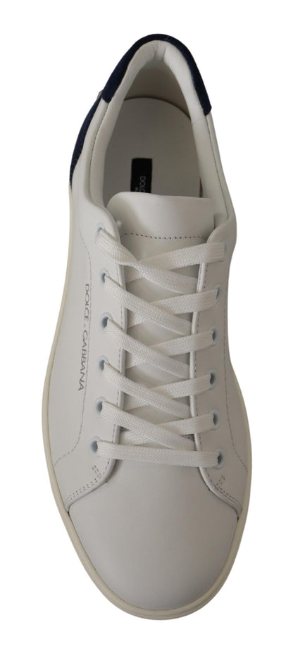 Dolce & Gabbana Elegant White and Blue Low-Top Leather Sneakers Dolce & Gabbana