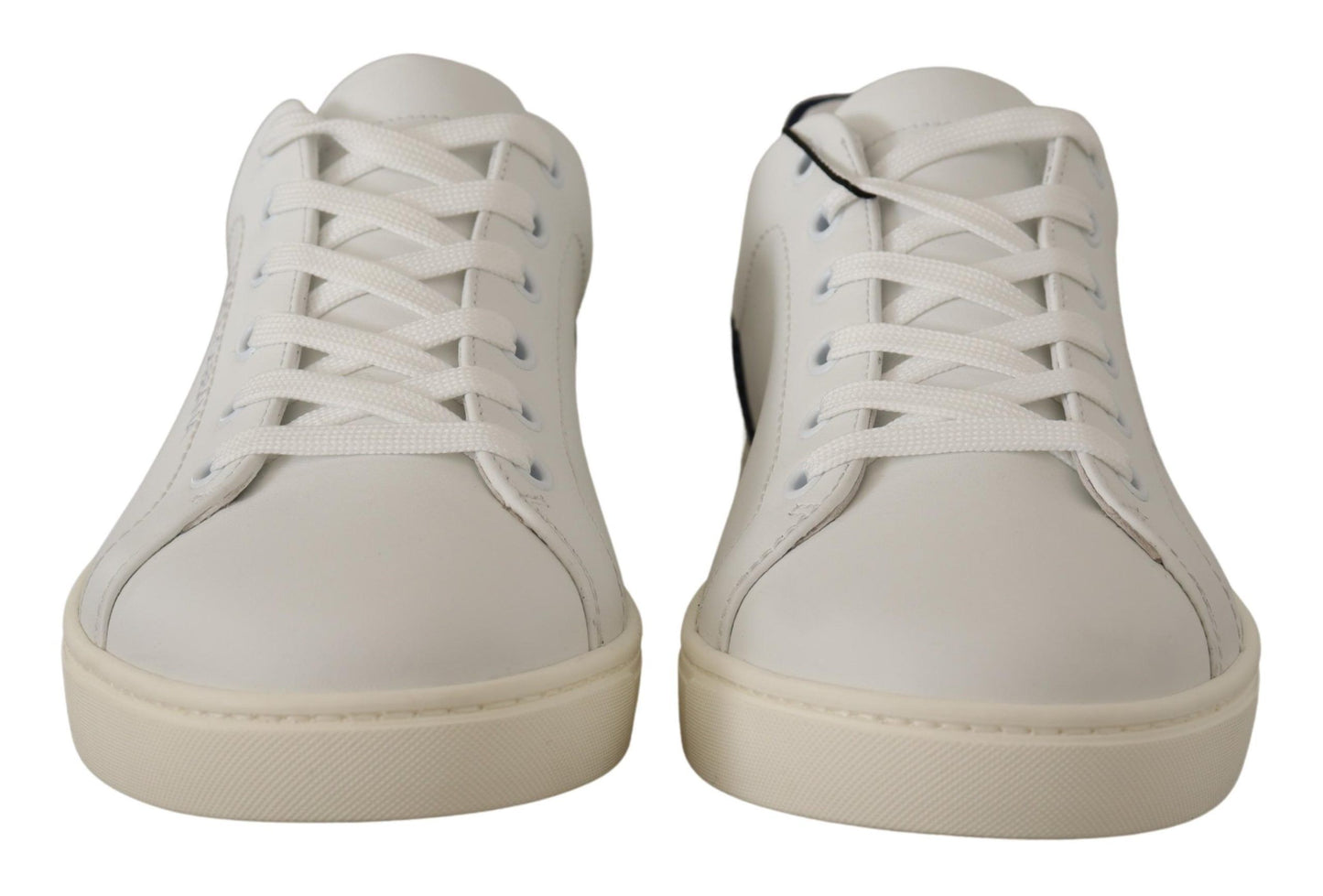 Dolce & Gabbana Elegant White and Blue Low-Top Leather Sneakers Dolce & Gabbana