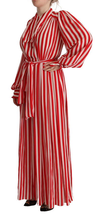 Dolce & Gabbana Elegant Striped Silk Maxi Dress Dolce & Gabbana