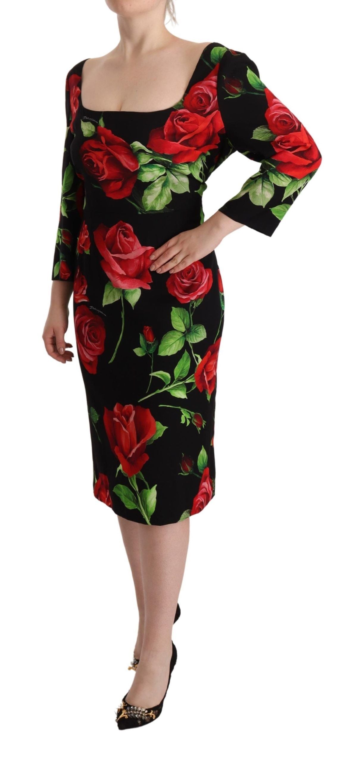 Dolce & Gabbana Elegant Floral Print Silk Sheath Dress Dolce & Gabbana