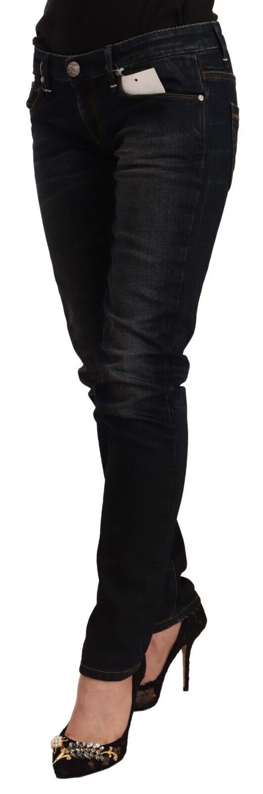 Acht Chic Black Washed Skinny Jeans for Her Acht