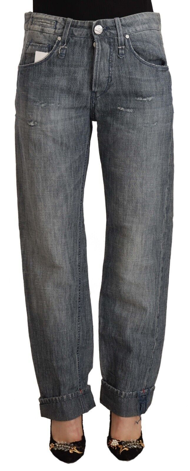 Acht Chic Gray Washed Straight Cut Jeans Acht