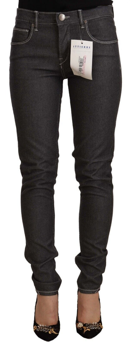 Acht Chic Mid Waist Skinny Black Jeans Acht