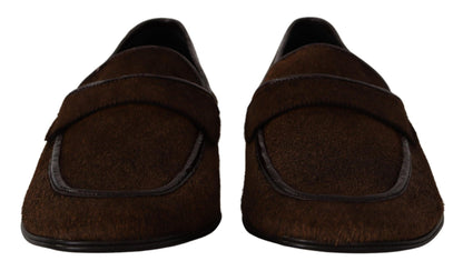 Dolce & Gabbana Elegant Brown Caiman Leather Loafers Dolce & Gabbana