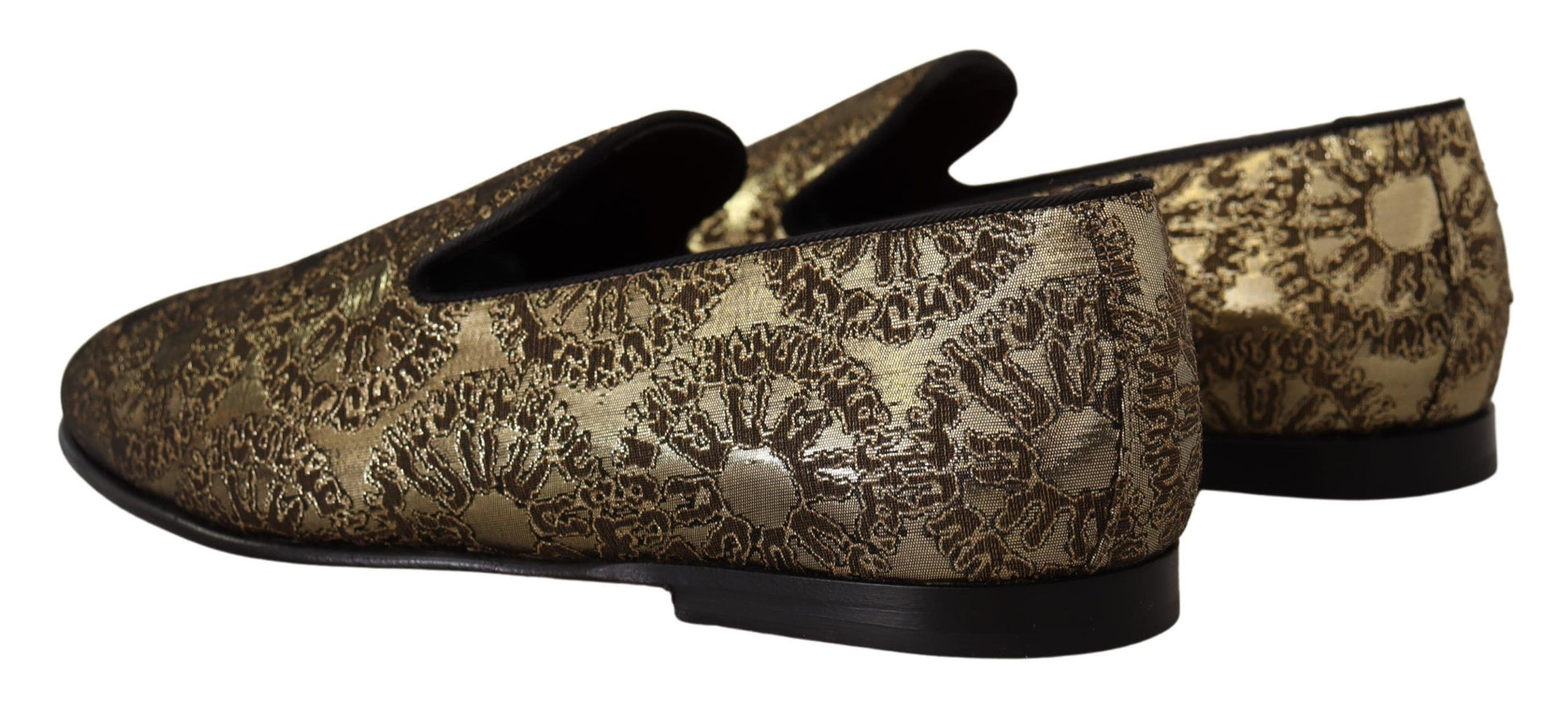 Dolce &amp; Gabbana গোল্ড টোন Loafers স্লাইড ড্রেস জুতা