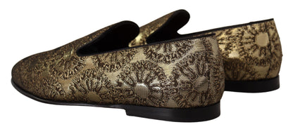 Dolce & Gabbana Gold Tone Loafers Slides Dress Shoes Dolce & Gabbana