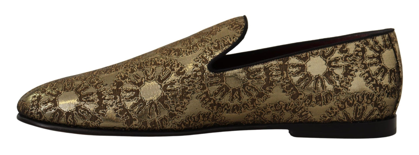 Dolce & Gabbana Gold Tone Loafers Slides Dress Shoes Dolce & Gabbana