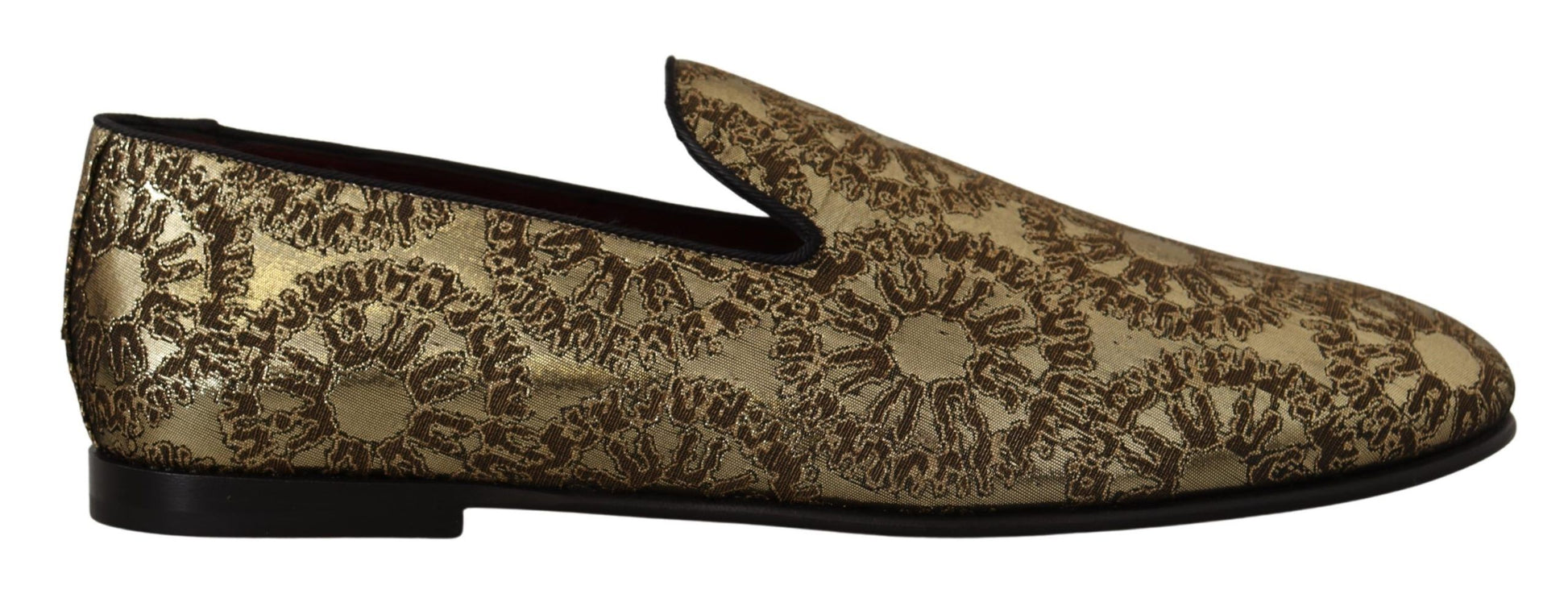 Dolce &amp; Gabbana গোল্ড টোন Loafers স্লাইড ড্রেস জুতা