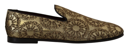 Dolce & Gabbana Gold Tone Loafers Slides Dress Shoes Dolce & Gabbana