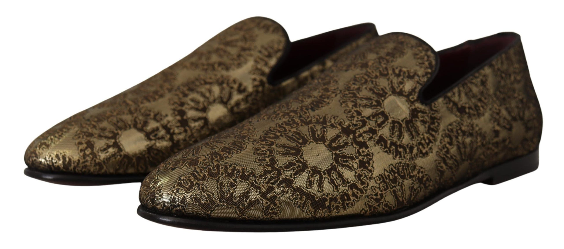 Dolce &amp; Gabbana গোল্ড টোন Loafers স্লাইড ড্রেস জুতা