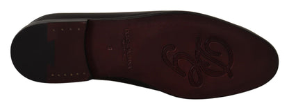 Dolce & Gabbana Exquisite Black & Burgundy Leather Slides Dolce & Gabbana