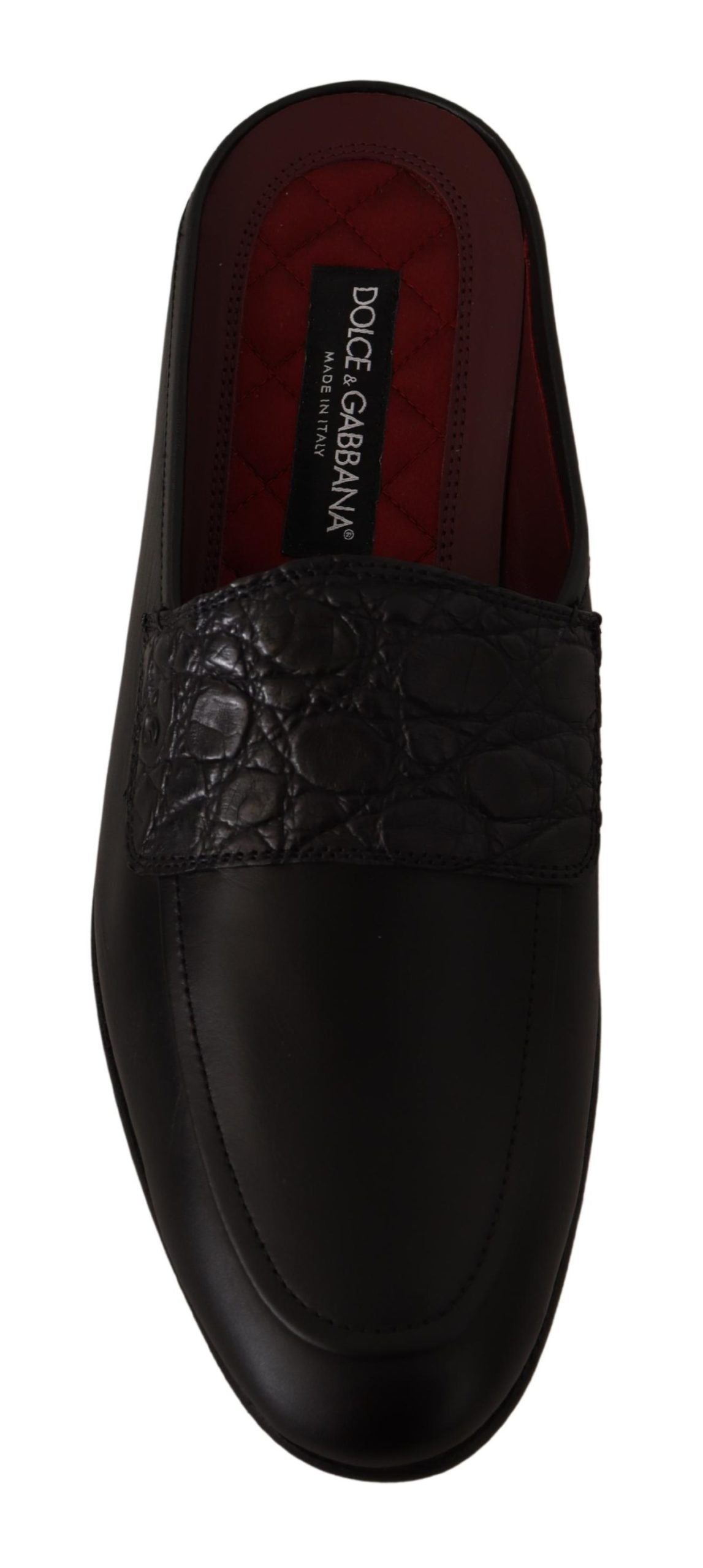 Dolce & Gabbana Exquisite Black & Burgundy Leather Slides Dolce & Gabbana