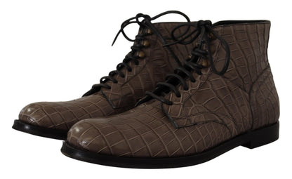 Dolce & Gabbana Elegant Crocodile Derby Brogue Boots Dolce & Gabbana