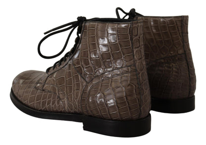 Dolce & Gabbana Elegant Crocodile Derby Brogue Boots Dolce & Gabbana