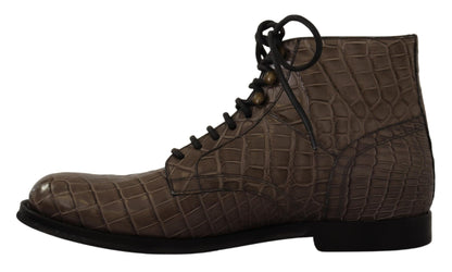 Dolce & Gabbana Elegant Crocodile Derby Brogue Boots Dolce & Gabbana