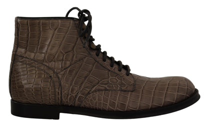 Dolce & Gabbana Elegant Crocodile Derby Brogue Boots Dolce & Gabbana