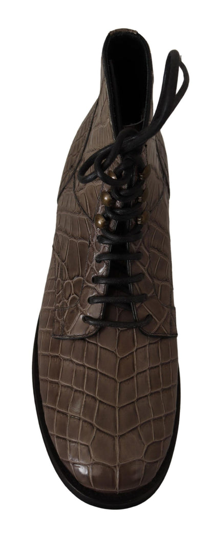 Dolce & Gabbana Elegant Crocodile Derby Brogue Boots Dolce & Gabbana