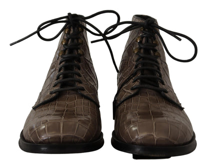 Dolce & Gabbana Elegant Crocodile Derby Brogue Boots Dolce & Gabbana