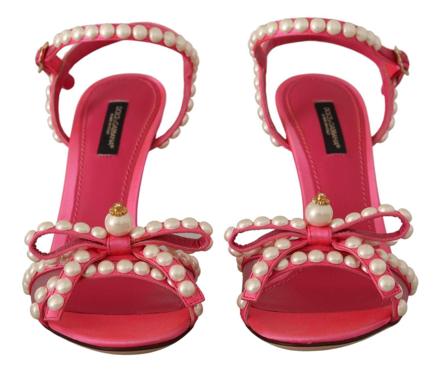 Dolce & Gabbana Elegant Pink Pearl Embellished Heels Sandals Dolce & Gabbana