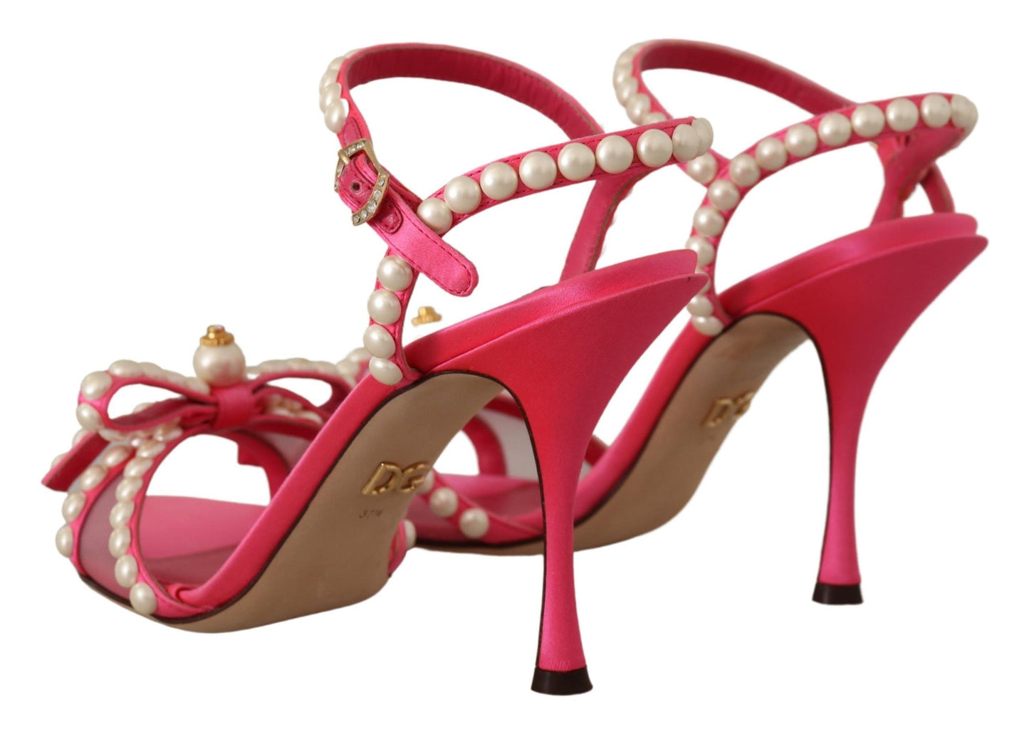 Dolce & Gabbana Elegant Pink Pearl Embellished Heels Sandals Dolce & Gabbana