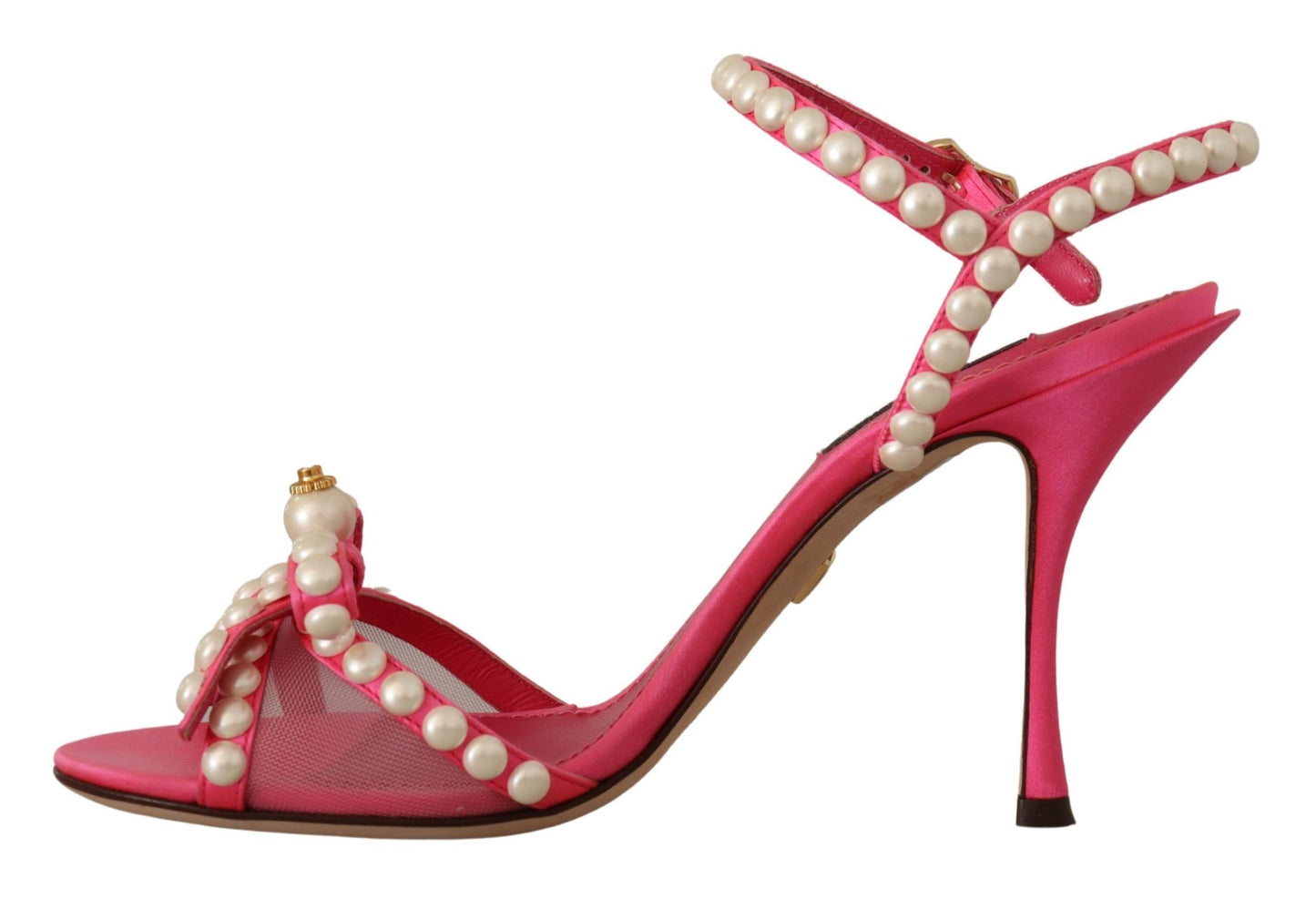 Dolce & Gabbana Elegant Pink Pearl Embellished Heels Sandals Dolce & Gabbana