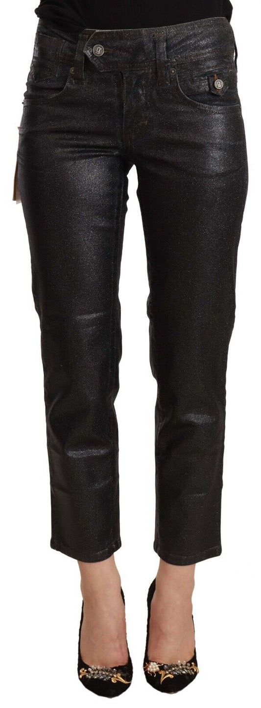 John Galliano Chic Black Glittered Cropped Pants John Galliano