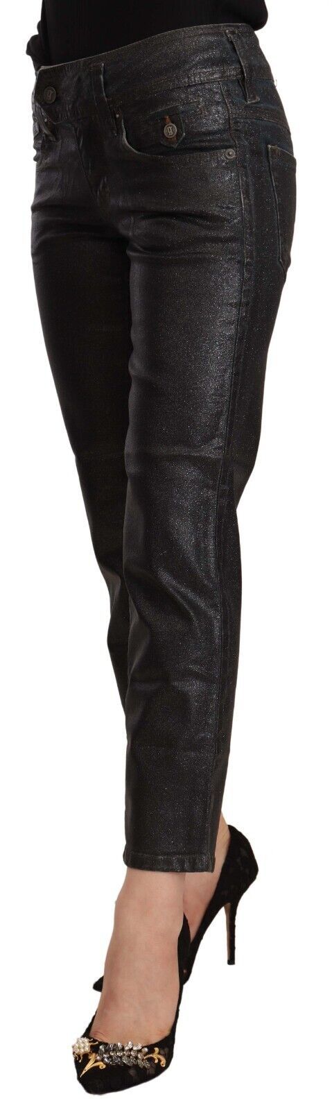 John Galliano Chic Black Glittered Cropped Pants John Galliano