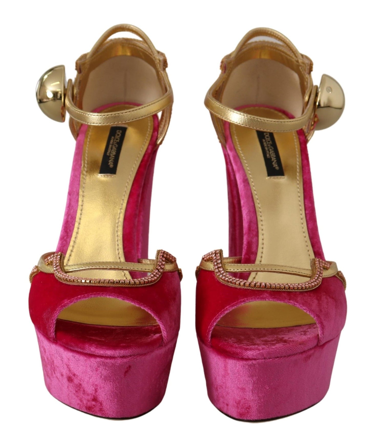 Dolce & Gabbana Ethereal Pink Velvet Crystal Sandals Dolce & Gabbana