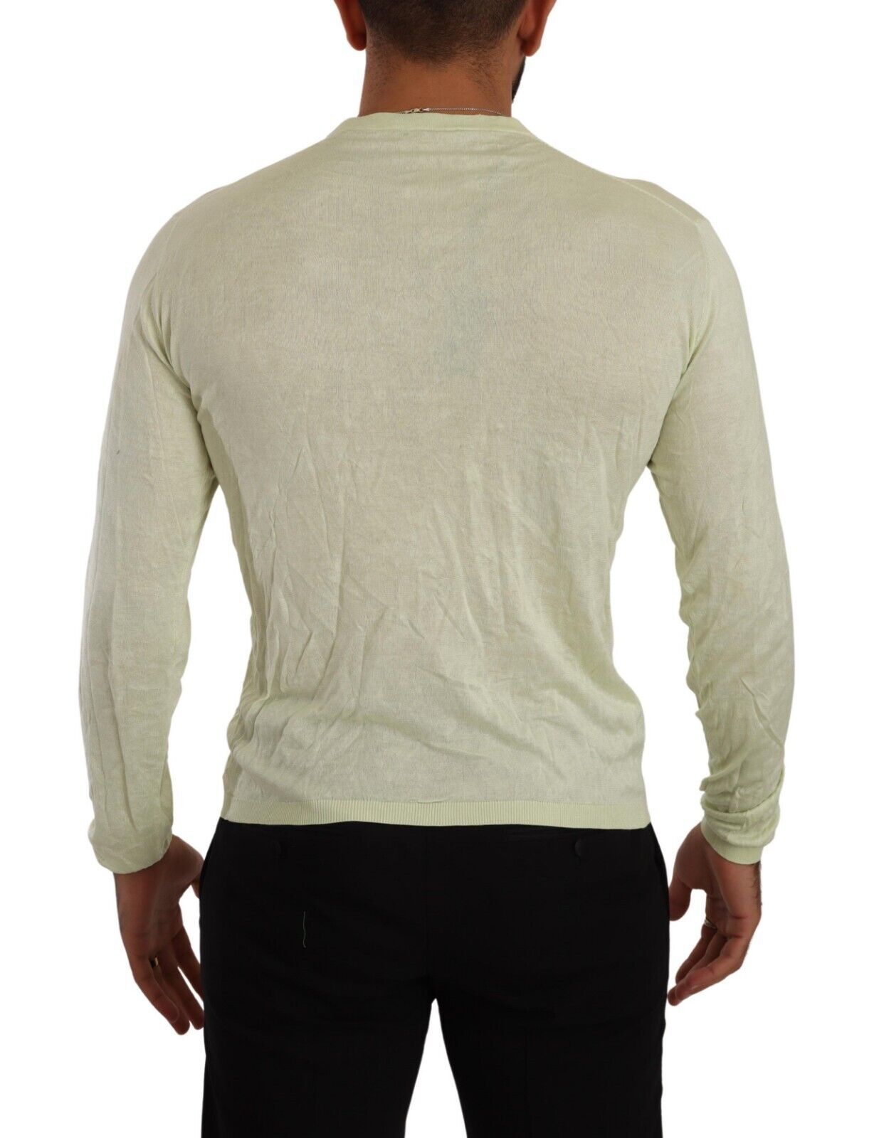 Domenico Tagliente Elegant Silk V-Neck Pullover Sweater Domenico Tagliente