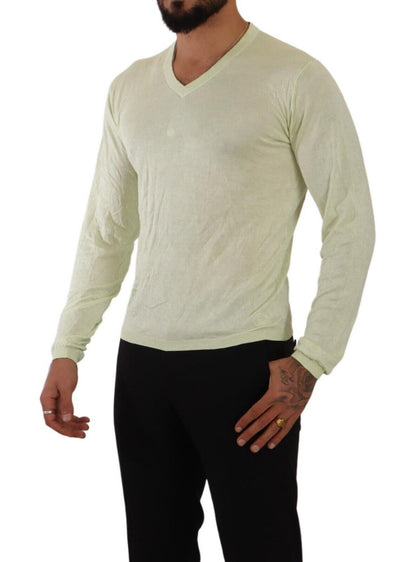 Domenico Tagliente Elegant Silk V-Neck Pullover Sweater Domenico Tagliente