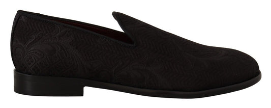 Dolce & Gabbana Black Floral Brocade Slippers Dolce & Gabbana