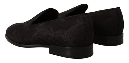 Dolce & Gabbana Black Floral Brocade Slippers Dolce & Gabbana