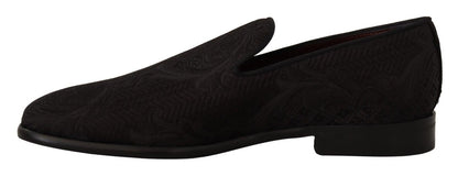 Dolce & Gabbana Black Floral Brocade Slippers Dolce & Gabbana