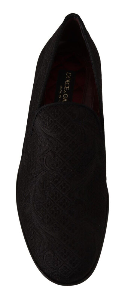 Dolce & Gabbana Black Floral Brocade Slippers Dolce & Gabbana