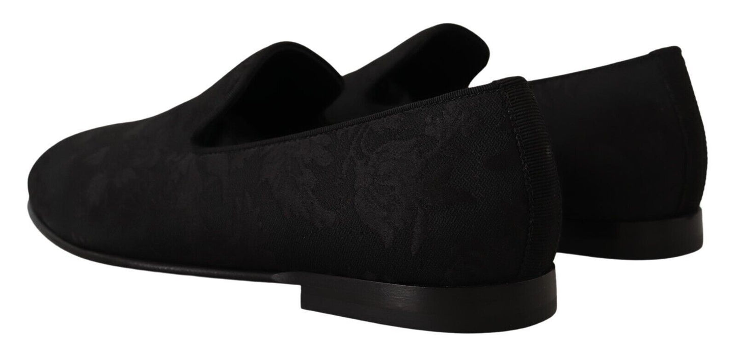 Dolce & Gabbana Elegant Jacquard Slide On Loafers Flats Dolce & Gabbana