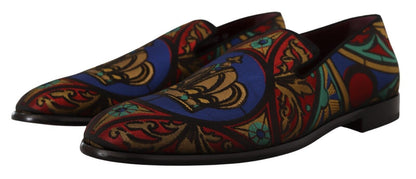 Dolce & Gabbana Multicolor Jacquard Slide-On Loafer Slippers Dolce & Gabbana