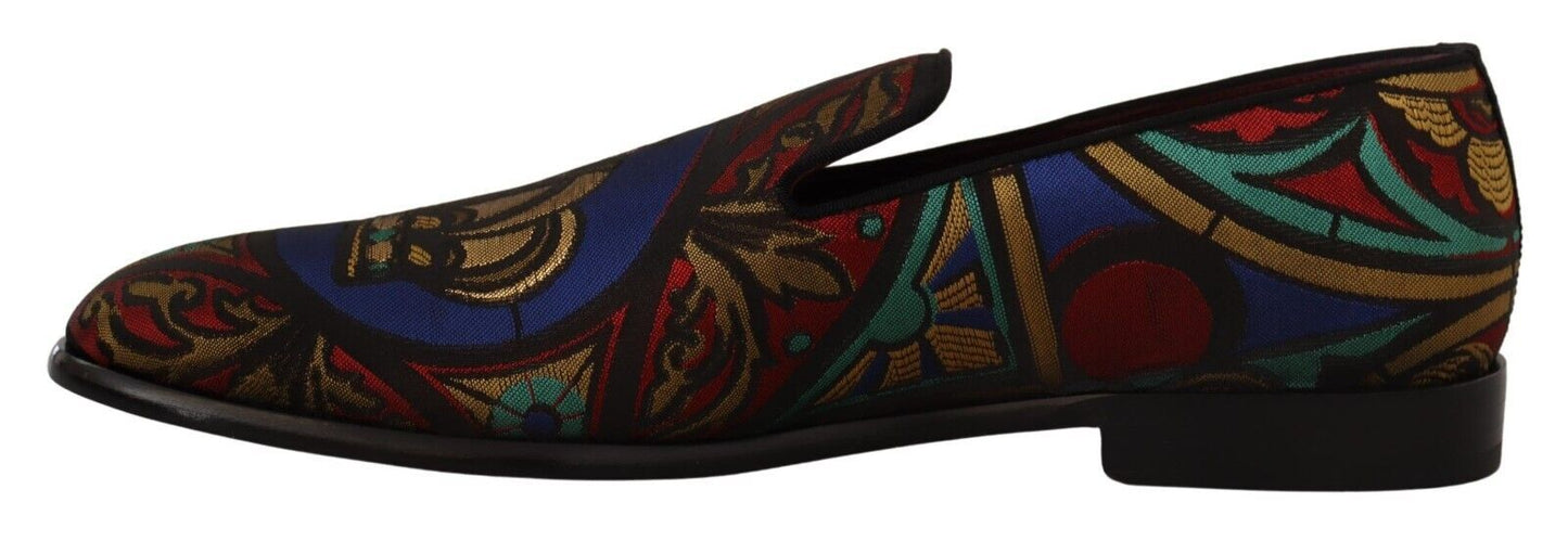 Dolce & Gabbana Multicolor Jacquard Slide-On Loafer Slippers Dolce & Gabbana