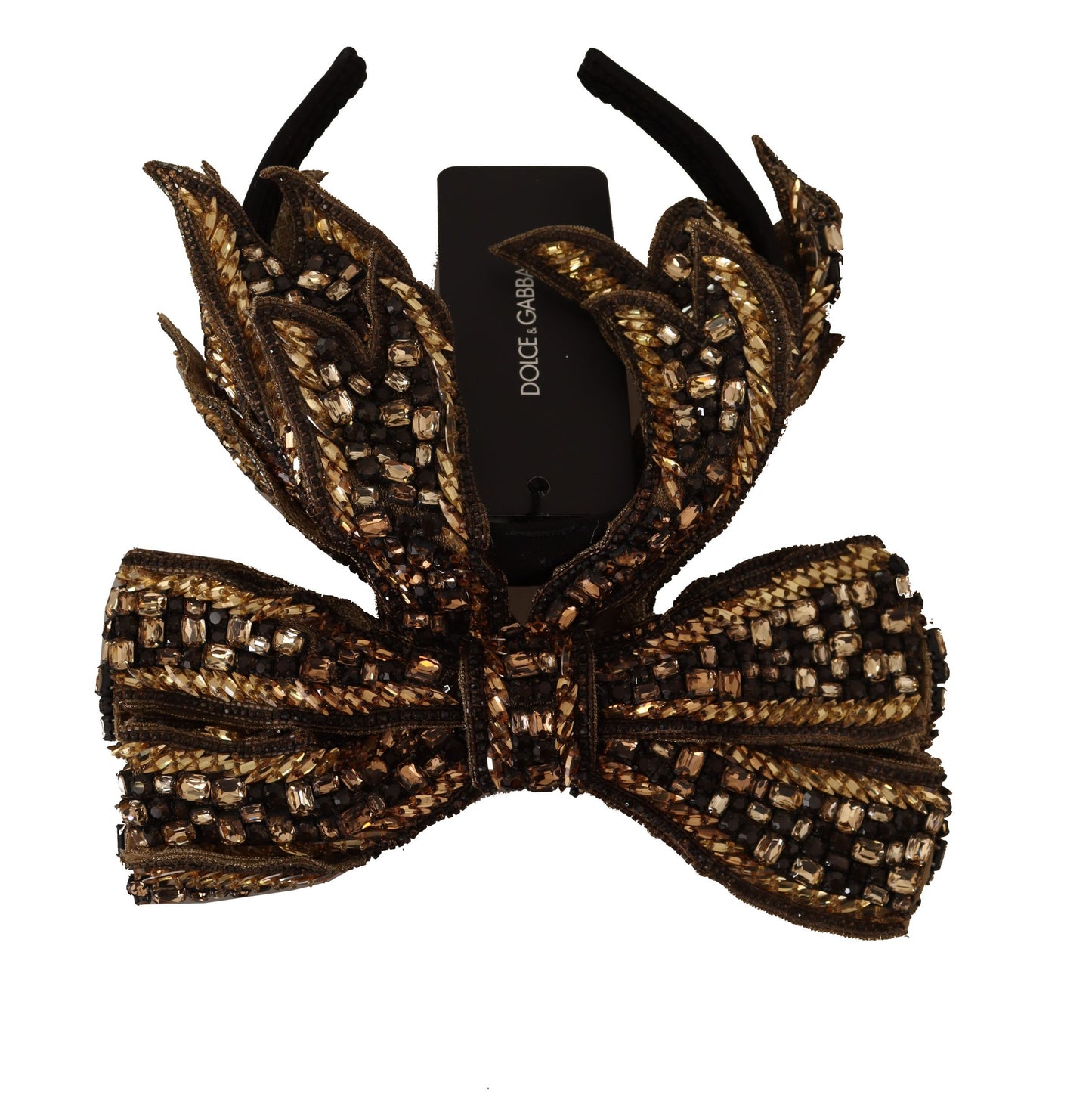 Dolce & Gabbana Elegant Gold Embellished Silk Diadem Dolce & Gabbana