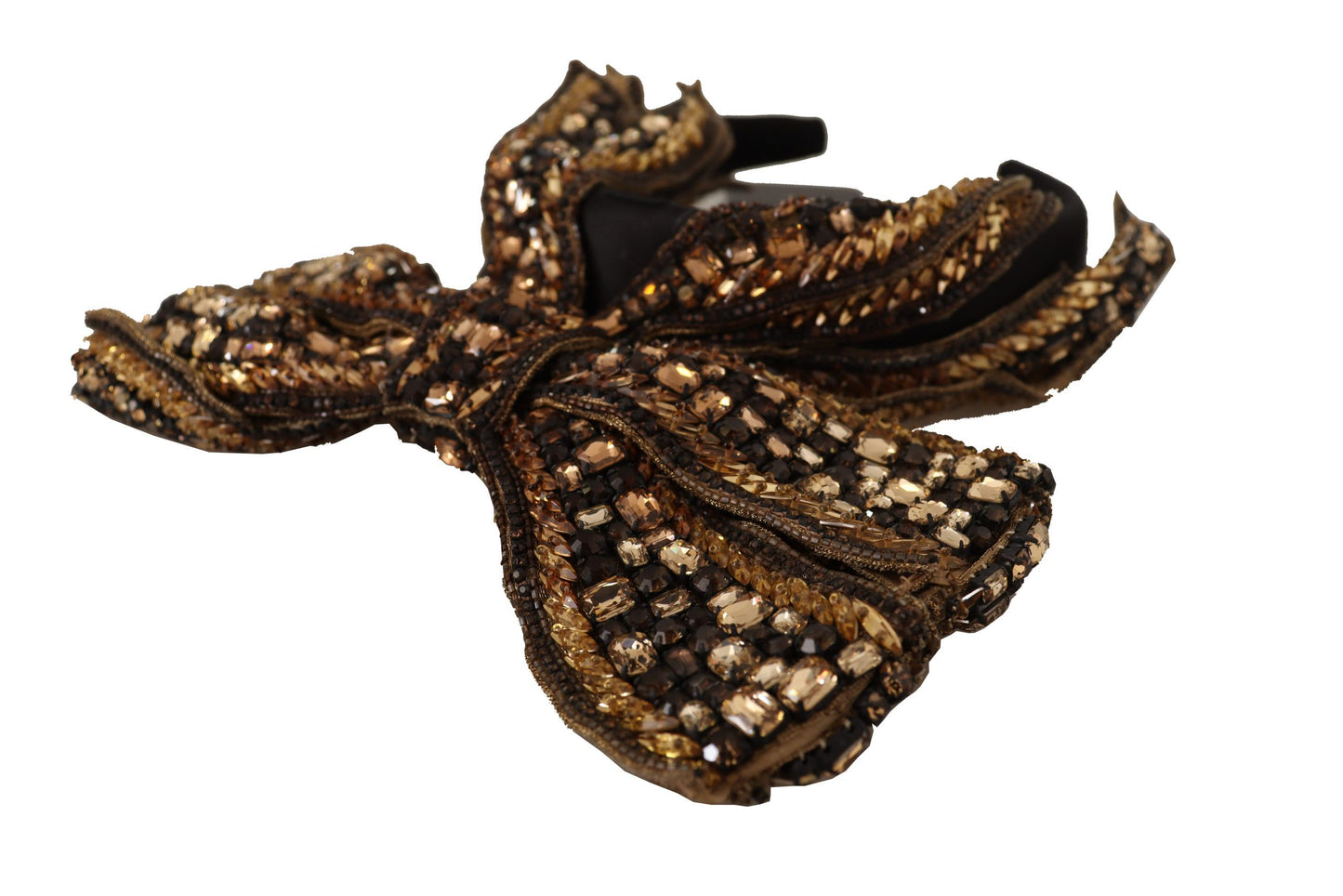 Dolce & Gabbana Elegant Gold Embellished Silk Diadem Dolce & Gabbana