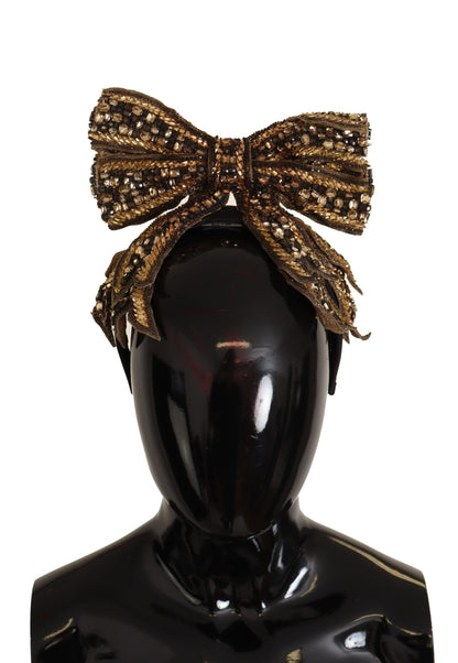 Dolce & Gabbana Elegant Gold Embellished Silk Diadem Dolce & Gabbana