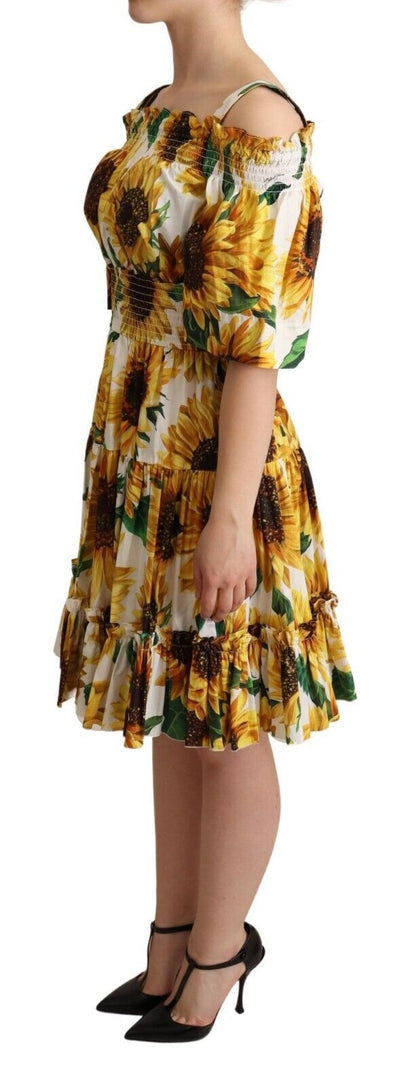 Dolce & Gabbana Elegant Sunflower Open Shoulder Dress Dolce & Gabbana