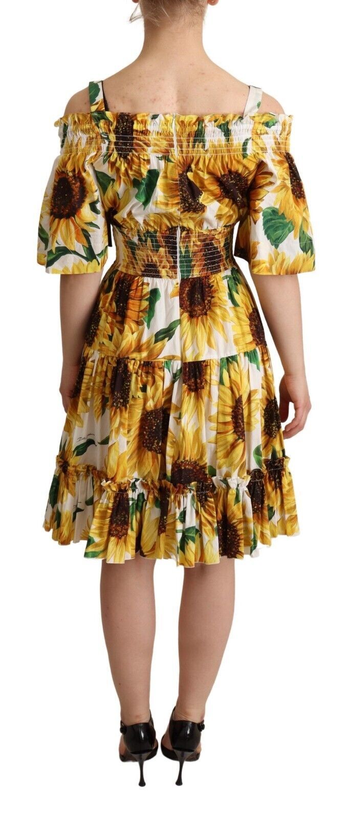 Dolce & Gabbana Elegant Sunflower Open Shoulder Dress Dolce & Gabbana