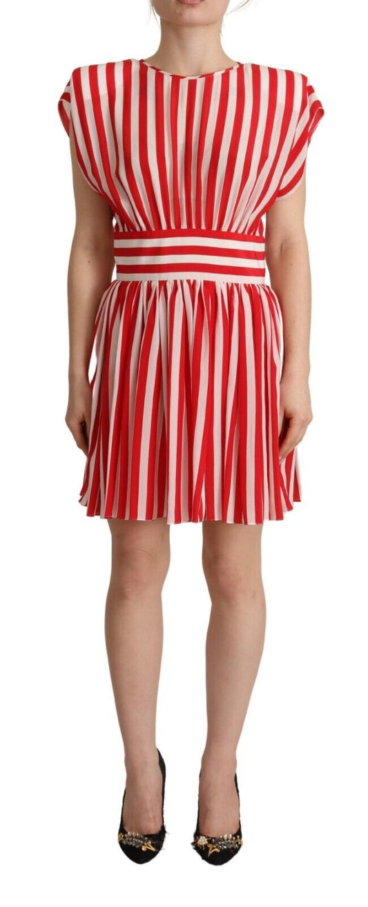 Dolce & Gabbana Elegant Striped Silk A-Line Mini Dress Dolce & Gabbana