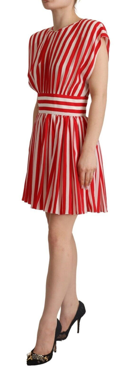 Dolce & Gabbana Elegant Striped Silk A-Line Mini Dress Dolce & Gabbana