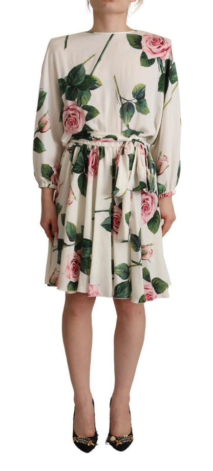 Dolce & Gabbana Elegant Silk Floral A-Line Dress Dolce & Gabbana