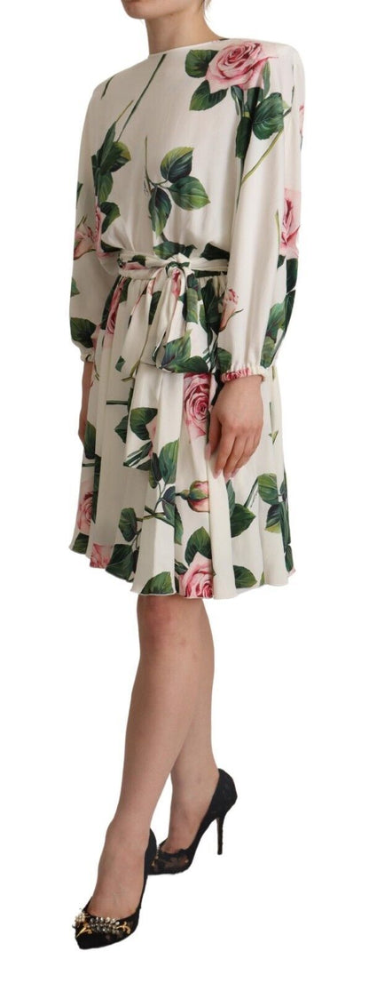 Dolce & Gabbana Elegant Silk Floral A-Line Dress Dolce & Gabbana