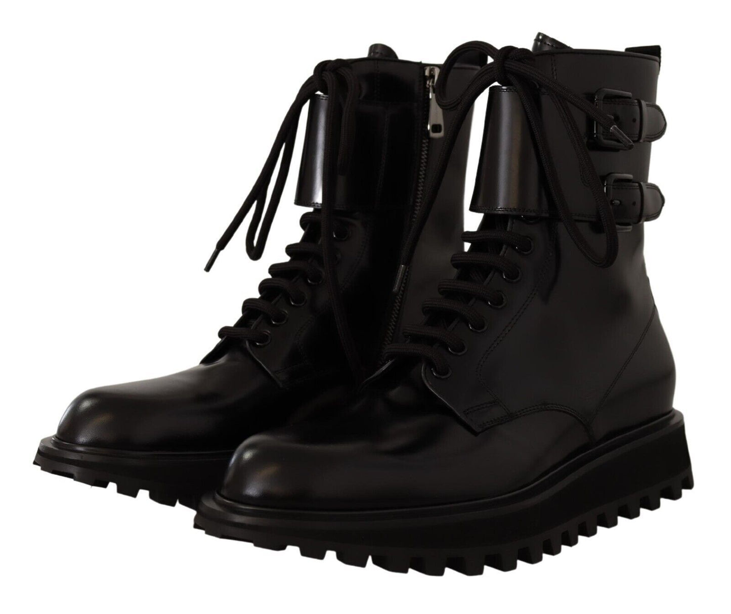 Dolce & Gabbana Elegant Black Leather Ankle Boots Dolce & Gabbana